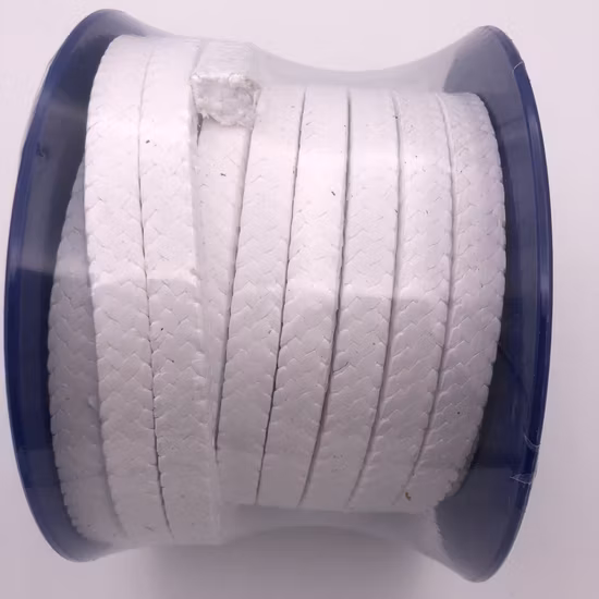 Premistoppa in PTFE intrecciato bianco con materiale oleoso per la tenuta della pompa